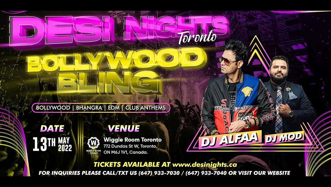 Flyer for Desi Nights Bollywood Bling