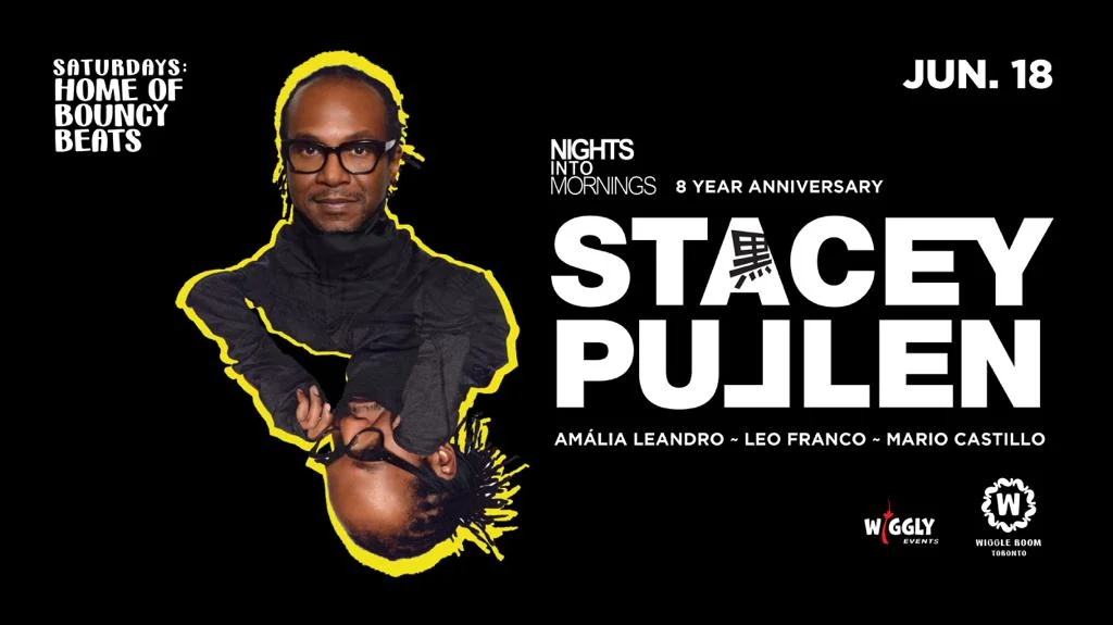 Flyer for Stacey Pullen with his portrait and name
