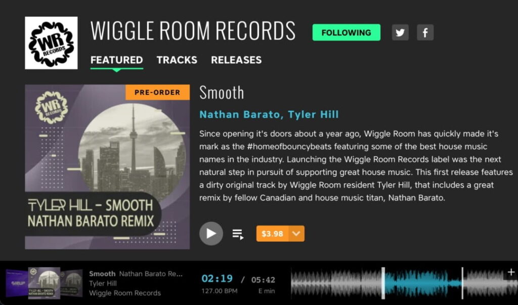 Screenshot of Smooth release on Beatport.com