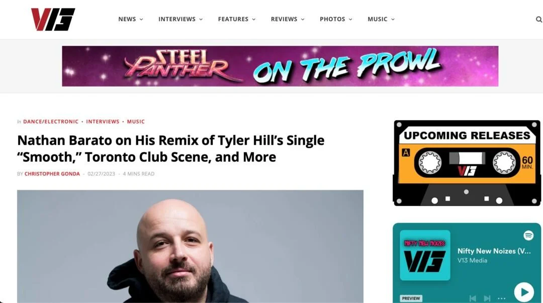 Screenshot of webpage article
