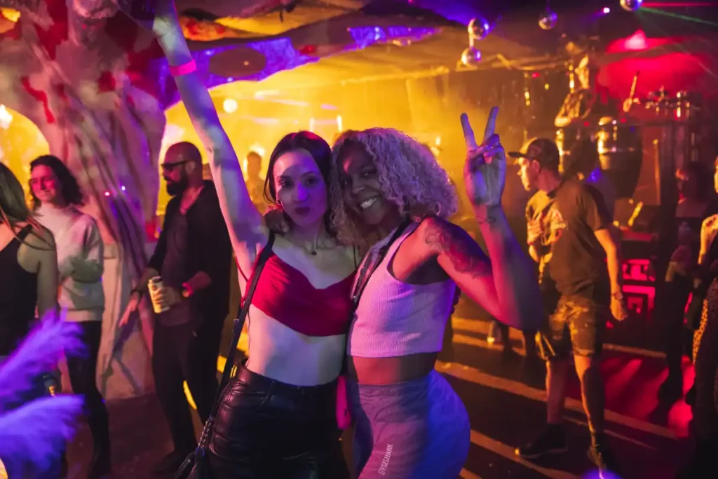 Two friends on the dance floor