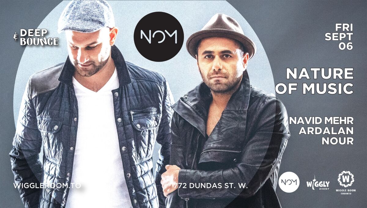 Event flyer of two men named Nature of Music