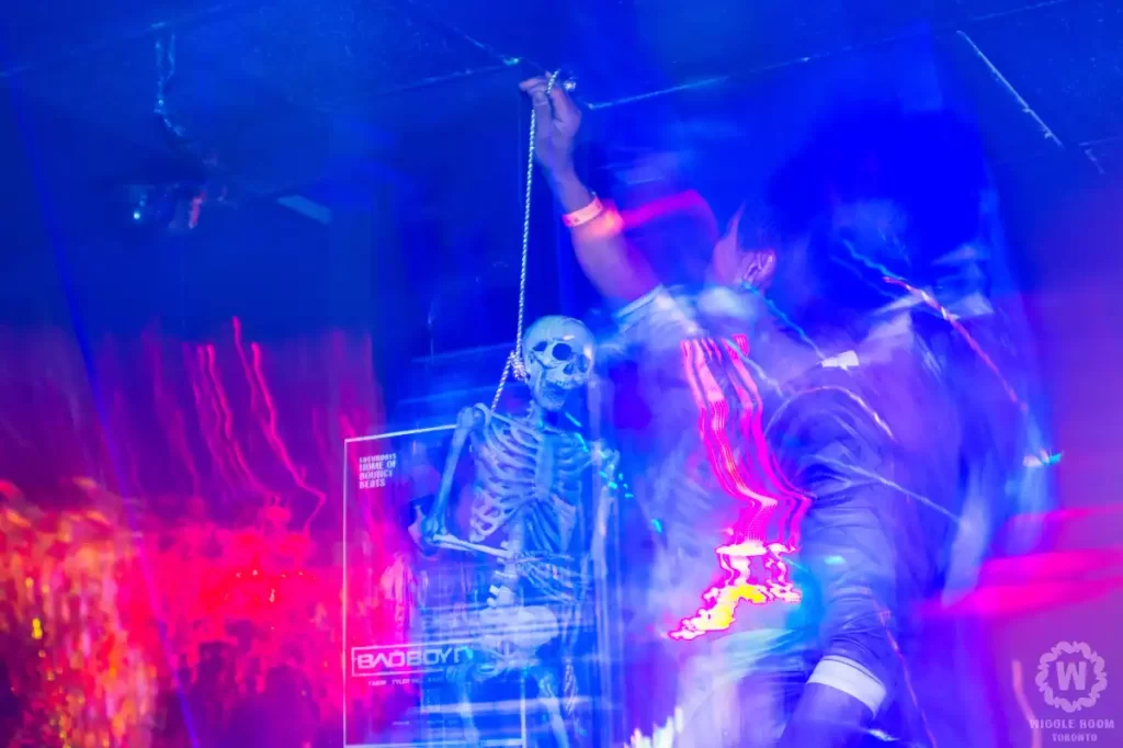 Skeleton being held