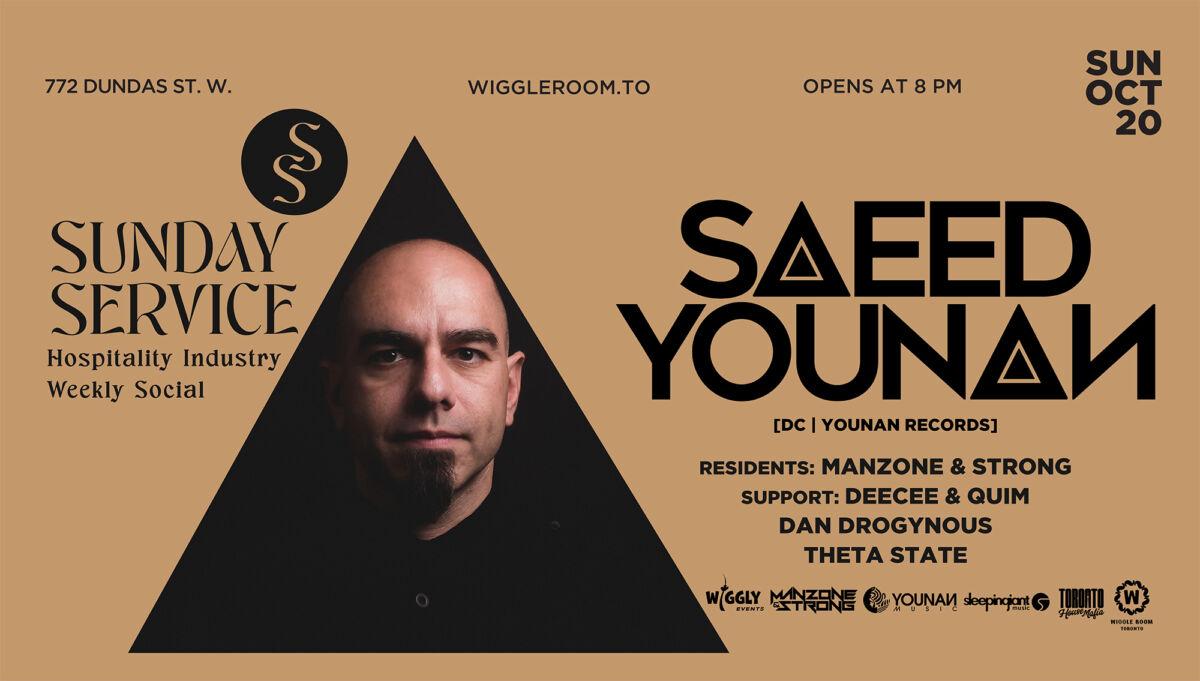 Brown Sunday Service flyer with Saeed Younan