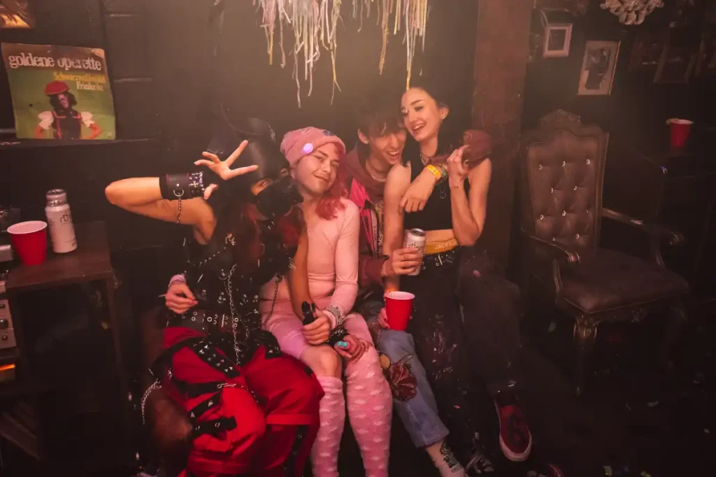 People sitting near the dance floor