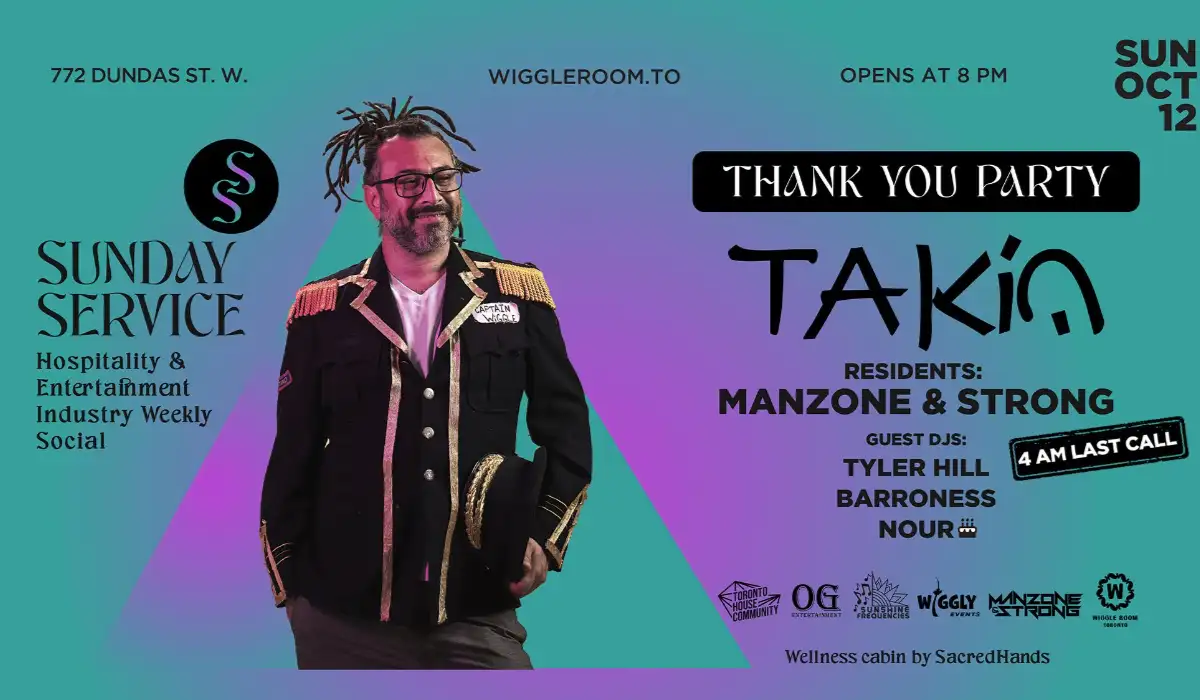 Green event flyer with a man with dreadlocks and smile