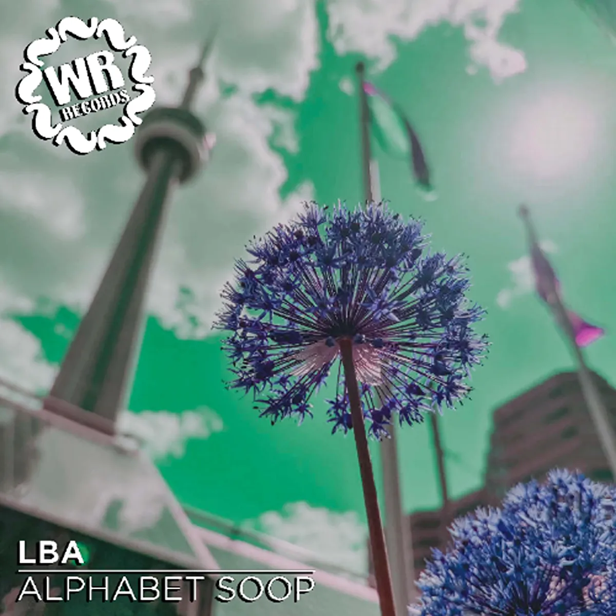 LBA Alphabet Soop album cover with purple allium flowers and CN Tower